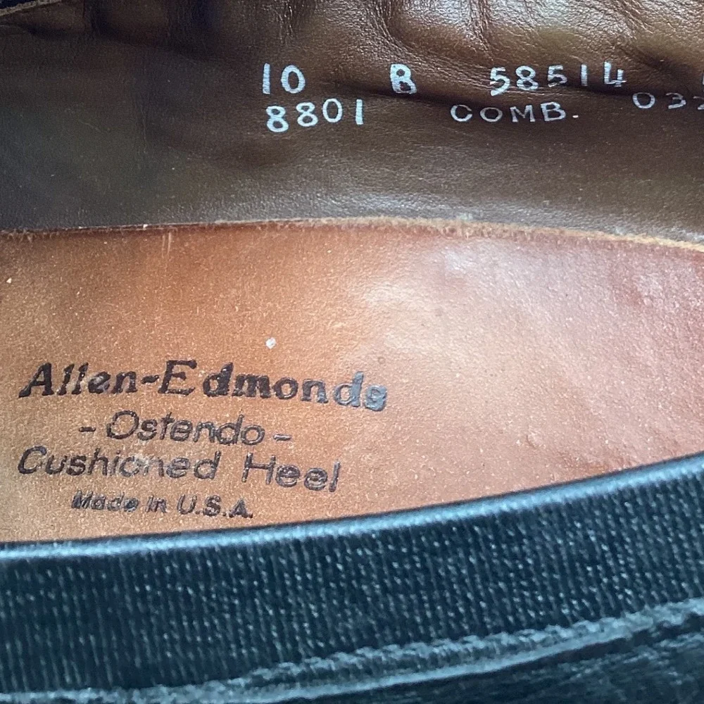Allen Edmonds Ostendo Mens 10 B Black Leather Tassel Loafers Dress Shoes 8801‎